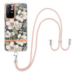 For Xiaomi Redmi Note 11 5G / Poco M4 Pro 5G Flowers Series TPU Phone Case with Lanyard(Green Gardenia)