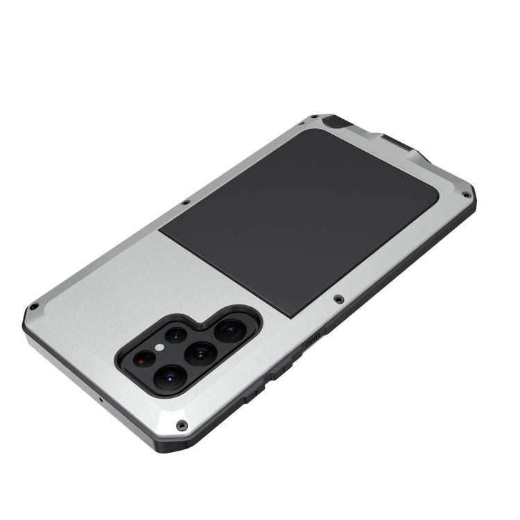 For Samsung Galaxy S22 Ultra 5G Shockproof Waterproof Silicone + Zinc Alloy Phone Case(Silver)