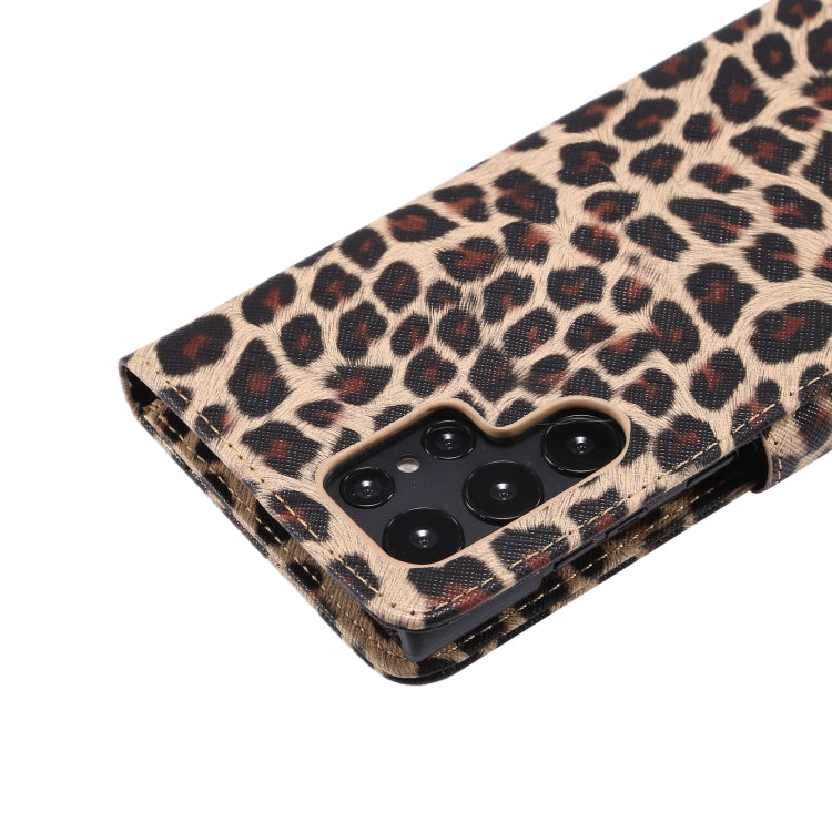 For Samsung Galaxy S22 Ultra 5G Leopard Pattern Flip Leather Phone Case(Yellow)