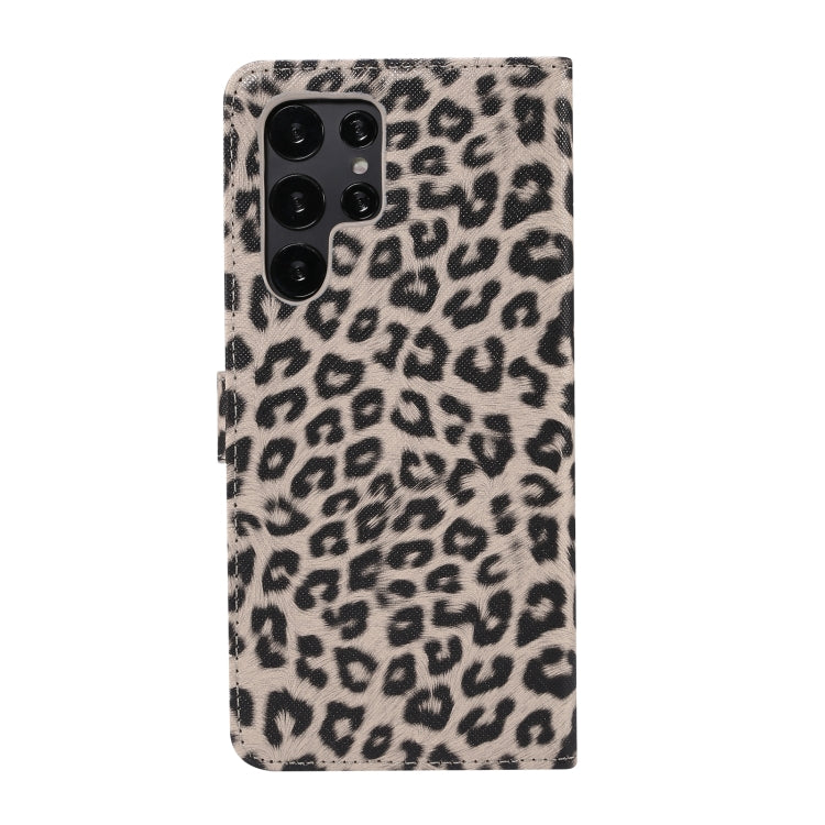 For Samsung Galaxy S22 Ultra 5G Leopard Pattern Flip Leather Phone Case(Brown)