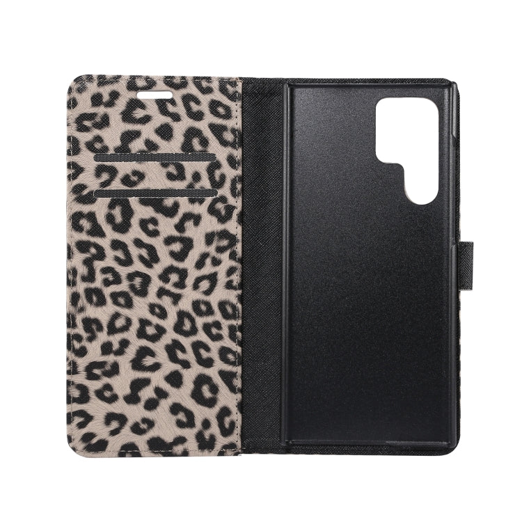 For Samsung Galaxy S22 Ultra 5G Leopard Pattern Flip Leather Phone Case(Brown)