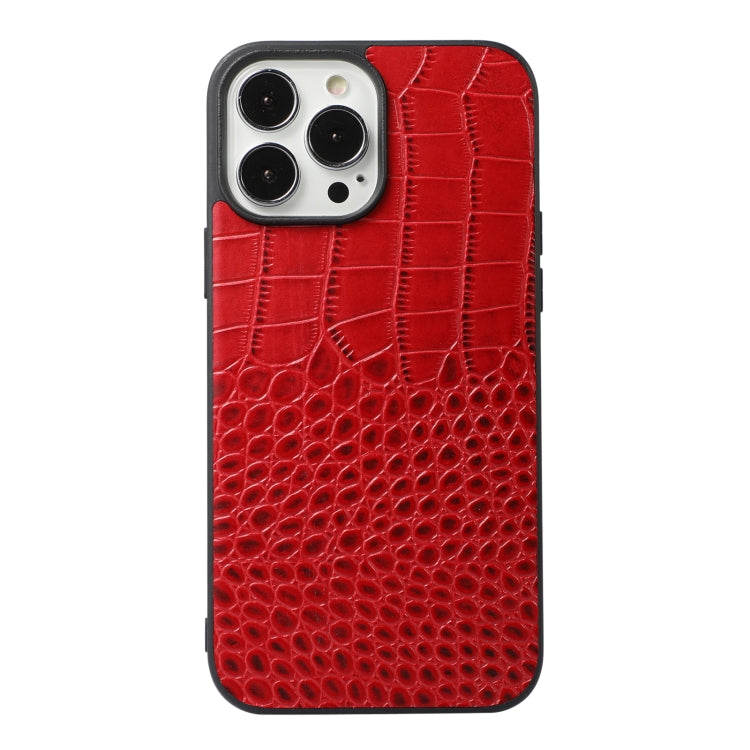 For iPhone 12 / 12 Pro Crocodile Top Layer Cowhide Leather Case(Red)