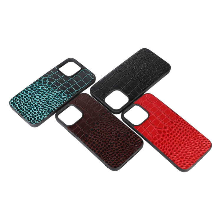 For iPhone 12 / 12 Pro Crocodile Top Layer Cowhide Leather Case(Red)