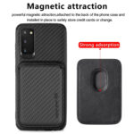 For Samsung Galaxy S20 Carbon Fiber Leather Card Magsafe Phone Case(Black)