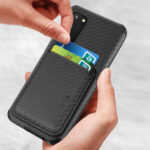 For Samsung Galaxy S20 Carbon Fiber Leather Card Magsafe Phone Case(Black)