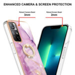 For Xiaomi Redmi Note 11 5G China / Poco M4 Pro 5G / Note 11T 5G India Electroplating Marble Pattern IMD TPU Shockproof Phone Case with Ring Holder(Purple 001)