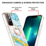 For Xiaomi Redmi Note 11 5G China / Poco M4 Pro 5G / Note 11T 5G India Electroplating Marble Pattern IMD TPU Shockproof Phone Case with Ring Holder(Green 004)