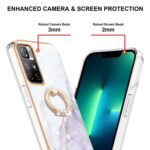 For Xiaomi Redmi Note 11 5G China / Poco M4 Pro 5G / Note 11T 5G India Electroplating Marble Pattern IMD TPU Shockproof Phone Case with Ring Holder(White 006)