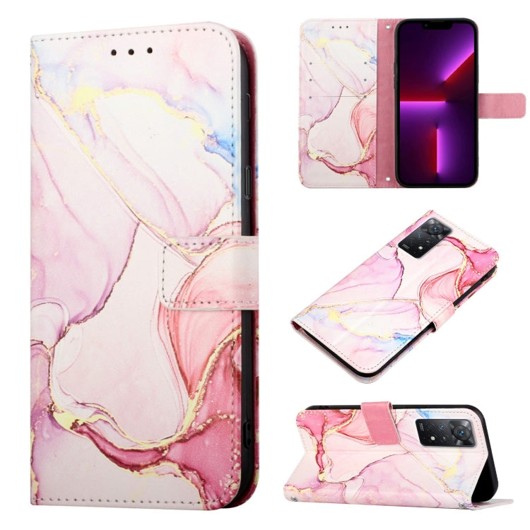 For Xiaomi Redmi Note 11 Pro 5G / 4G PT003 Marble Pattern Flip Leather Phone Case(Rose Gold LS005)