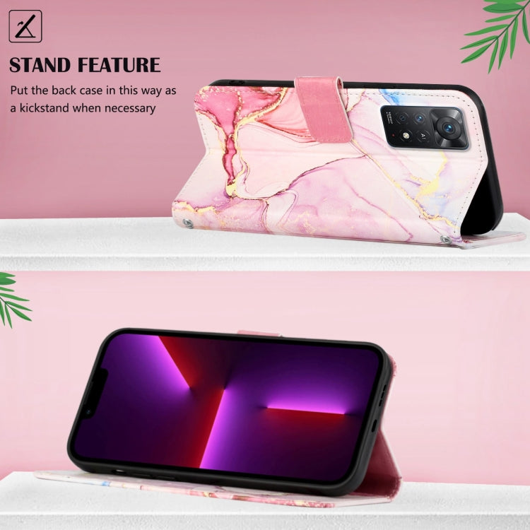 For Xiaomi Redmi Note 11 Pro 5G / 4G PT003 Marble Pattern Flip Leather Phone Case(Rose Gold LS005)