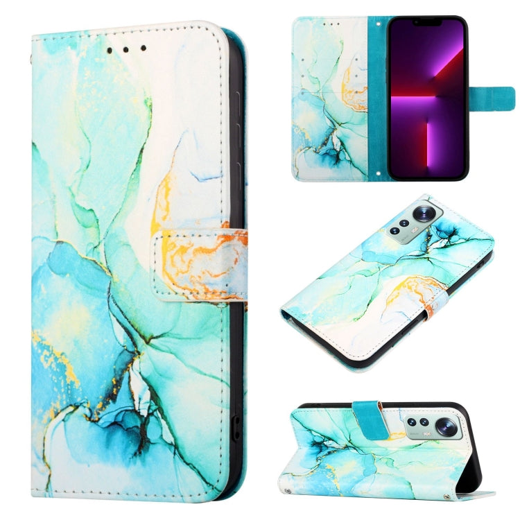 For Xiaomi 12 Pro PT003 Marble Pattern Flip Leather Phone Case(Green LS003)