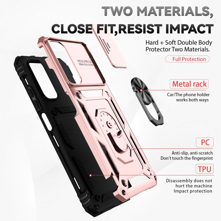 For Xiaomi Redmi Note 11 Global Sliding Camshield Holder Phone Case(Rose Gold)