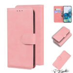 For Samsung Galaxy S20 Skin Feel Pure Color Flip Leather Phone Case(Pink)