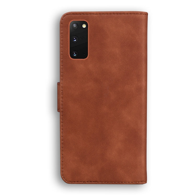 For Samsung Galaxy S20 Skin Feel Pure Color Flip Leather Phone Case(Brown)