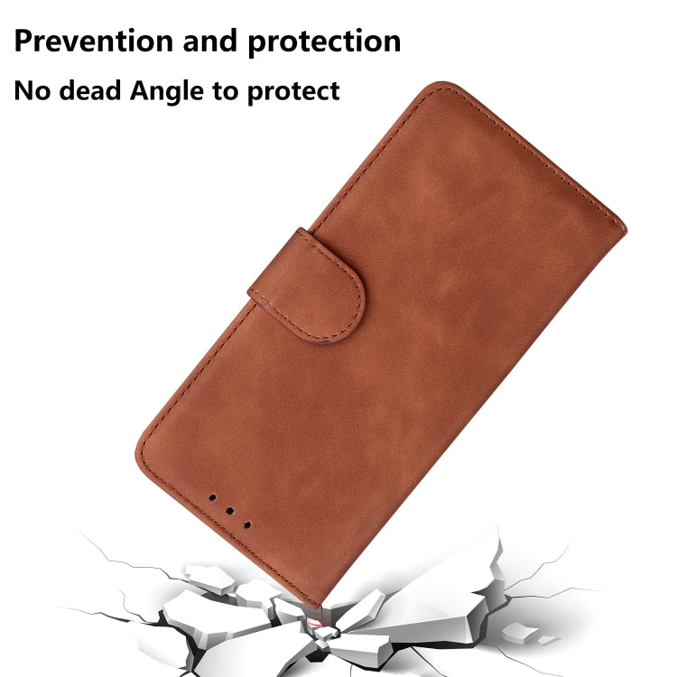 For Samsung Galaxy S20 Skin Feel Pure Color Flip Leather Phone Case(Brown)