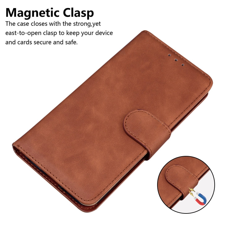 For Samsung Galaxy S20 Skin Feel Pure Color Flip Leather Phone Case(Brown)