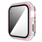 Diamond PC + Tempered Glass Watch Case For Apple Watch Series 6&SE&5&4 40mm(Pink)