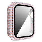 Diamond PC + Tempered Glass Watch Case For Apple Watch Series 6&SE&5&4 40mm(Pink)