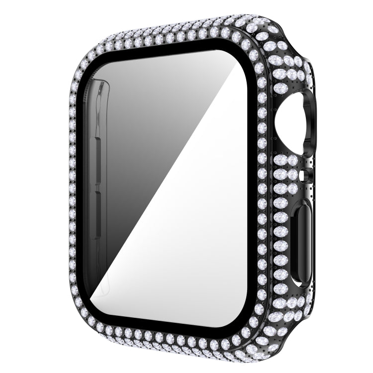 Diamond PC + Tempered Glass Watch Case For Apple Watch Series 6&SE&5&4 40mm(Black)