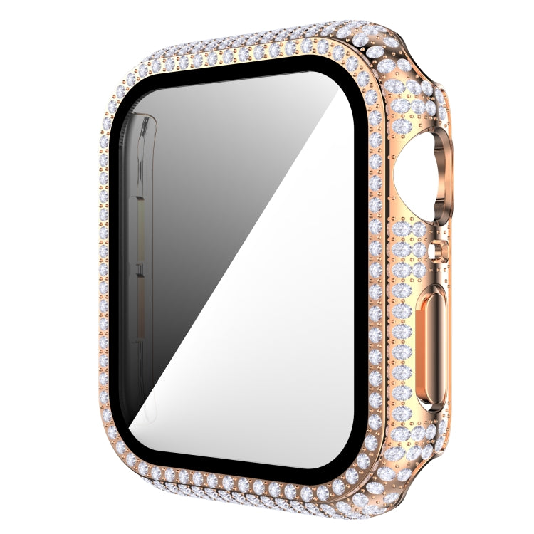 Diamond PC + Tempered Glass Watch Case For Apple Watch Series 6&SE&5&4 40mm(Rose Gold)