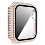 Diamond PC + Tempered Glass Watch Case For Apple Watch Series 6&SE&5&4 40mm(Rose Gold)