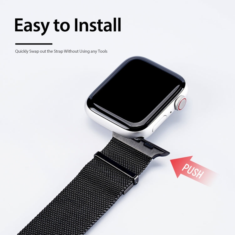 DUX DUCIS Milanese Watch Band For Apple Watch Series 8&7 41mm / SE 2&6&SE&5&4 40mm / 3&2&1 38mm(Black)