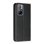 For Xiaomi Redmi Note 11 5G CN Version Carbon Fiber Texture Flip Holder Leather Phone Case(Black)