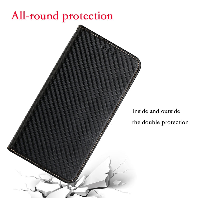 For Xiaomi Redmi Note 11 5G CN Version Carbon Fiber Texture Flip Holder Leather Phone Case(Black)