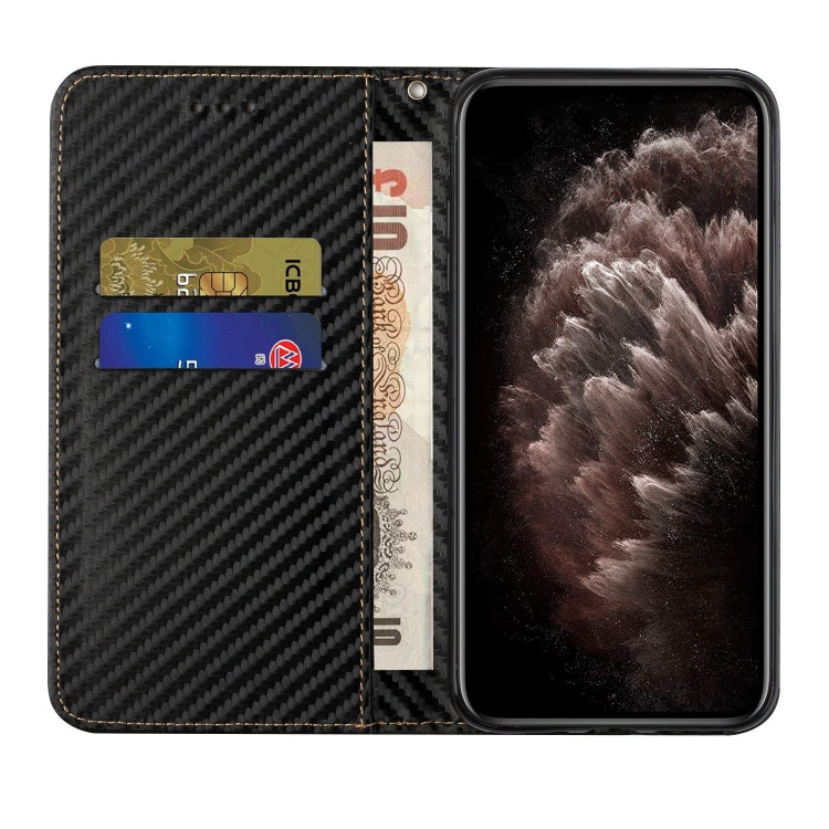 For Xiaomi Redmi Note 11 5G CN Version Carbon Fiber Texture Flip Holder Leather Phone Case(Black)