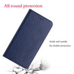 For Xiaomi Redmi Note 11 5G CN Version Carbon Fiber Texture Flip Holder Leather Phone Case(Blue)