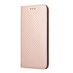 For Xiaomi Redmi Note 11 5G CN Version Carbon Fiber Texture Flip Holder Leather Phone Case(Rose Gold)