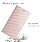 For Xiaomi Redmi Note 11 5G CN Version Carbon Fiber Texture Flip Holder Leather Phone Case(Rose Gold)