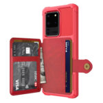 For Samsung Galaxy S20 Magnetic Wallet Card Bag Leather Phone Case(Red)