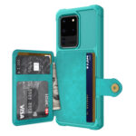 For Samsung Galaxy S20 Magnetic Wallet Card Bag Leather Phone Case(Cyan)