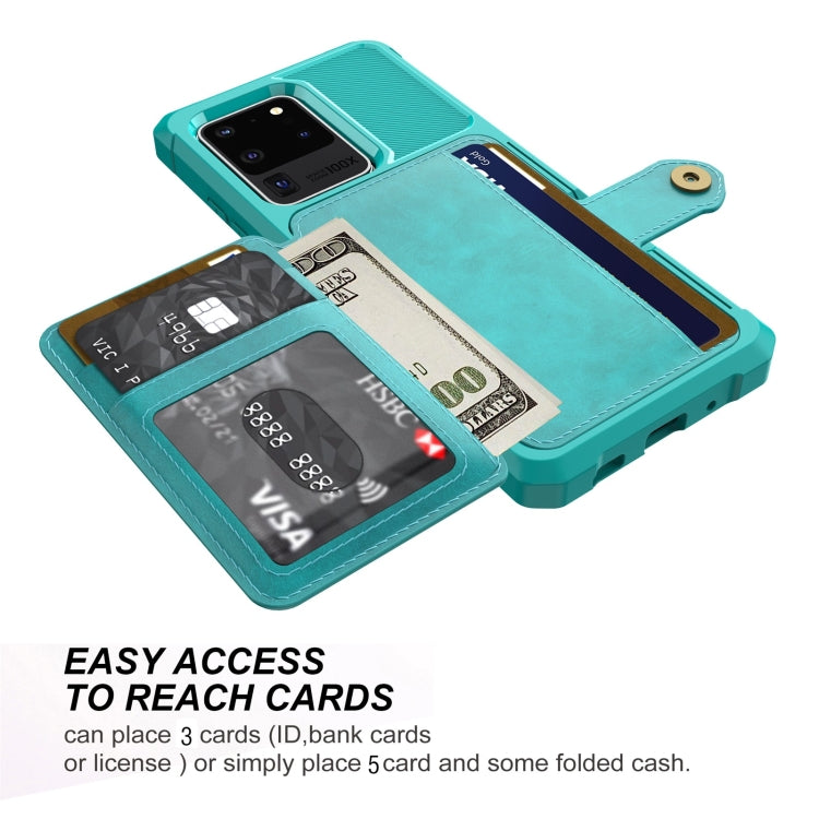 For Samsung Galaxy S20 Magnetic Wallet Card Bag Leather Phone Case(Cyan)