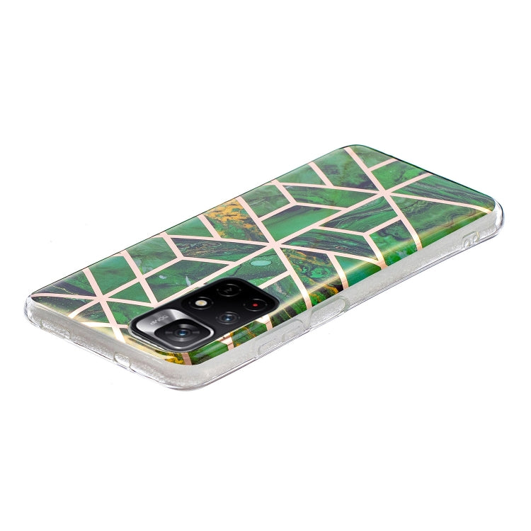 For Xiaomi Redmi Note 11 4G Electroplating Pattern TPU Phone Case(Green Rhombus)