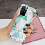 For Xiaomi Redmi Note 11 4G Electroplating Pattern TPU Phone Case(Green White Rhombus)