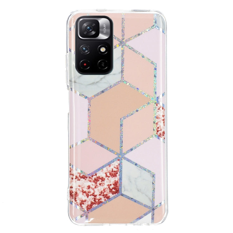 For Xiaomi Redmi Note 11 4G Electroplating Pattern TPU Phone Case(Pink Rhombus)