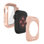 PC + Tempered Glass Film Waterproof Watch Case with Lower Cover For Apple Watch Series 8 / 7 41mm(Pink)