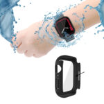 PC + Tempered Glass Film Waterproof Watch Case with Lower Cover For Apple Watch Series 8 / 7 41mm(Black)