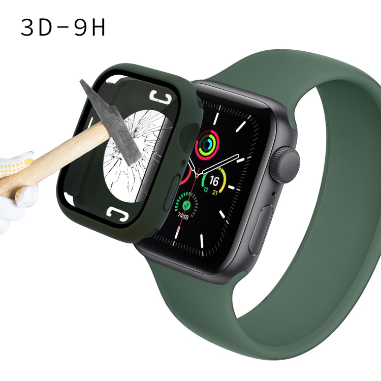 PC + Tempered Glass Film Waterproof Watch Case with Lower Cover For Apple Watch Series 8 / 7 41mm(Green)