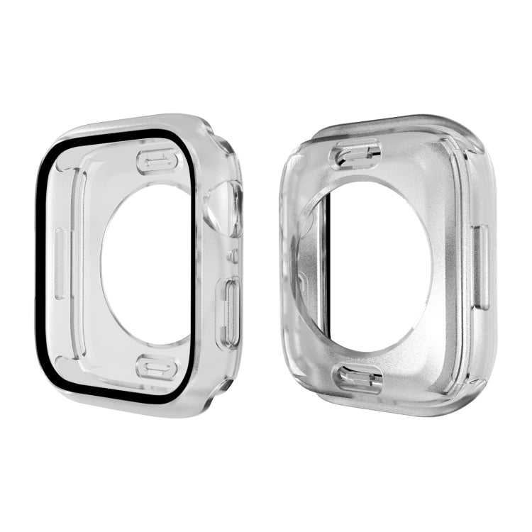 PC + Tempered Glass Film Waterproof Watch Case with Lower Cover For Apple Watch Series 8 / 7 41mm(Frosted Transparent)