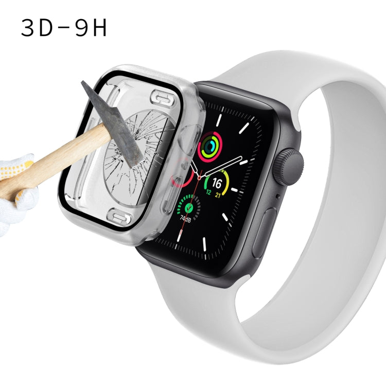 PC + Tempered Glass Film Waterproof Watch Case with Lower Cover For Apple Watch Series 8 / 7 41mm(Frosted Transparent)