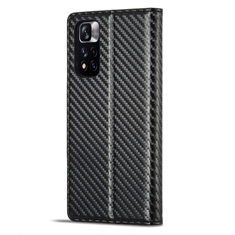 For Xiaomi Redmi Note 11 Pro China LC.IMEEKE Carbon Fiber Texture Flip Leather Phone Case(Vertical Black)