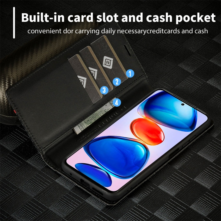 For Xiaomi Redmi Note 11 Pro China LC.IMEEKE Carbon Fiber Texture Flip Leather Phone Case(Vertical Black)