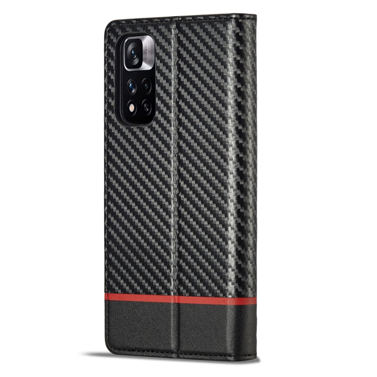For Xiaomi Redmi Note 11 Pro China LC.IMEEKE Carbon Fiber Texture Flip Leather Phone Case(Horizontal Black)