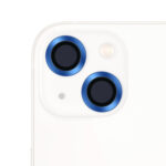 For iPhone 13 / 13 mini CD Texture Metal Lens Tempered Film(Ocean Blue)