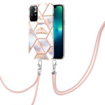 For Xiaomi Redmi Note 11 5G Chinese Splicing Marble Flower Pattern TPU Phone Case with Lanyard(Imperial Crown)