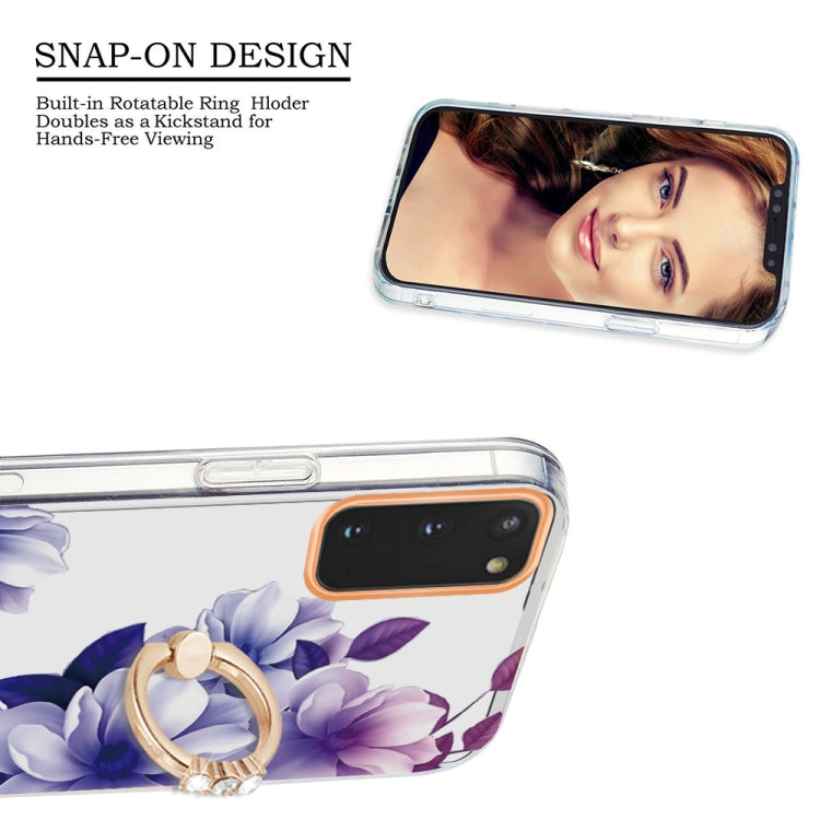 For Samsung Galaxy S20 Ring IMD Flowers TPU Phone Case(Purple Begonia)