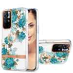 For Xiaomi Redmi Note 11 5G / Poco M4 Pro 5G Ring IMD Flowers TPU Phone Case(Blue Rose)